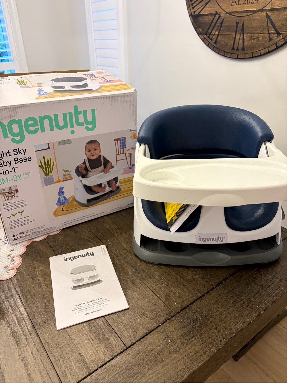 Ingenuity Navy and White Baby Seat with Tray - Kids Accessories